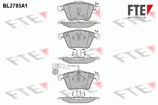 Kit de plaquettes de frein, frein à disque - BL2785A1